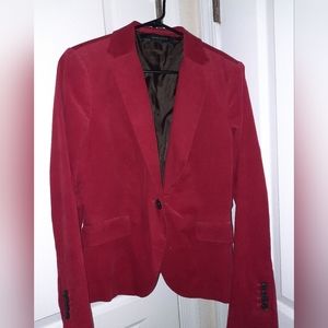 Women's Zara Basic XL Red Corduroy 1-Button Blazer